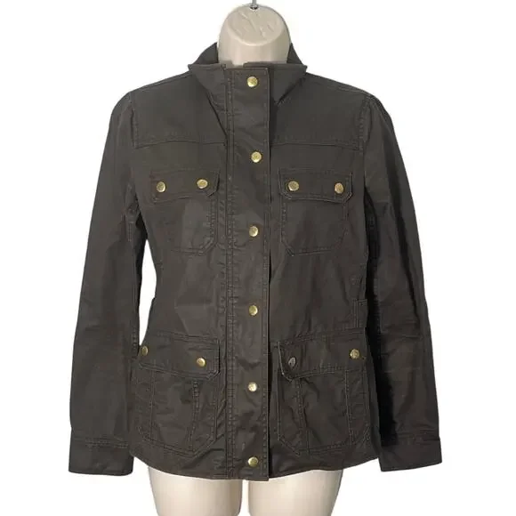 J.‎ Crew Downtown Field Waxed Utility Jacket Olive Green Brown 19034 Size XS - Picture 3 of 11